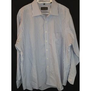 Donald J Trump Signature Collection Mens Blue Stripe Dress Shirt‎ 17 1/2 34/35